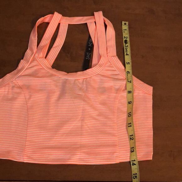 She + Hem Orange & White Striped Crop Top Knit Summer Cropped Beach - Picture 8 of 11